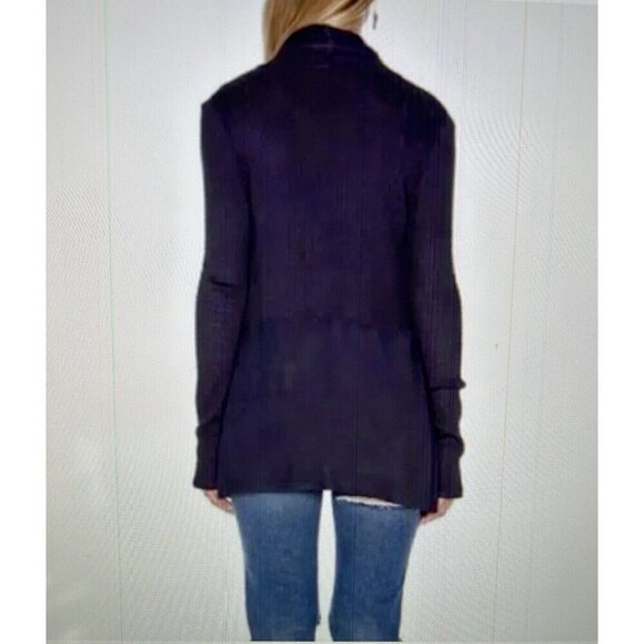 Velvet by Graham & Spencer Bertha Waffle Knit Waterfall Cardigan Navy Size S - Picture 3 of 12